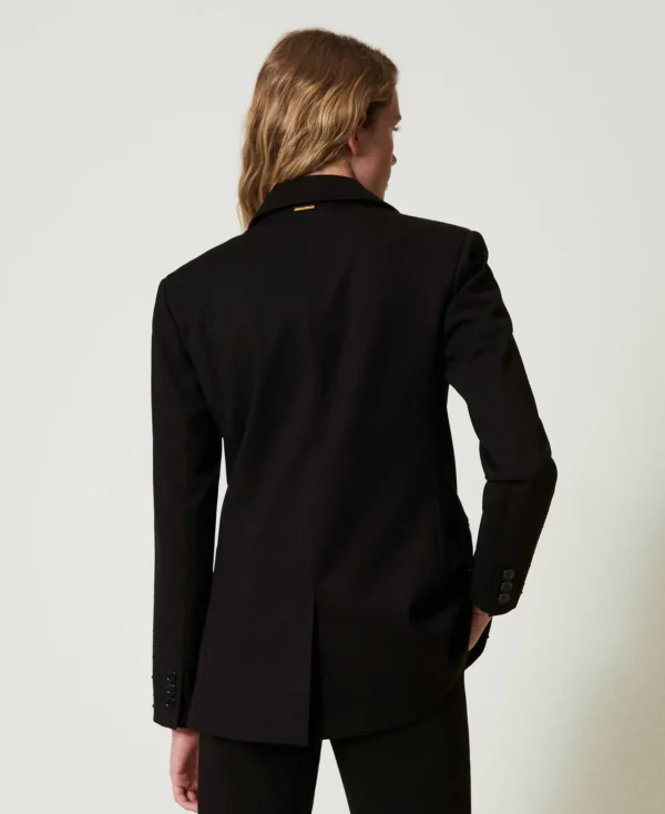 blazer_avec_strass_dgrads_3.webp Blousons Et Doudounes | Blazers*TWINSET Milano Blazer Avec Strass Dégradés Noir