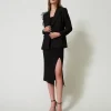 Blousons Et Doudounes | Blazers*TWINSET Milano Blazer Avec Volant En Tulle Noir