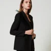 blazer_avec_volant_en_tul_3.webp Blousons Et Doudounes | Blazers*TWINSET Milano Blazer Avec Volant En Tulle Noir