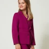 Blousons Et Manteaux*TWINSET Milano Blazer Droit Avec Ceinture Magenta Purple