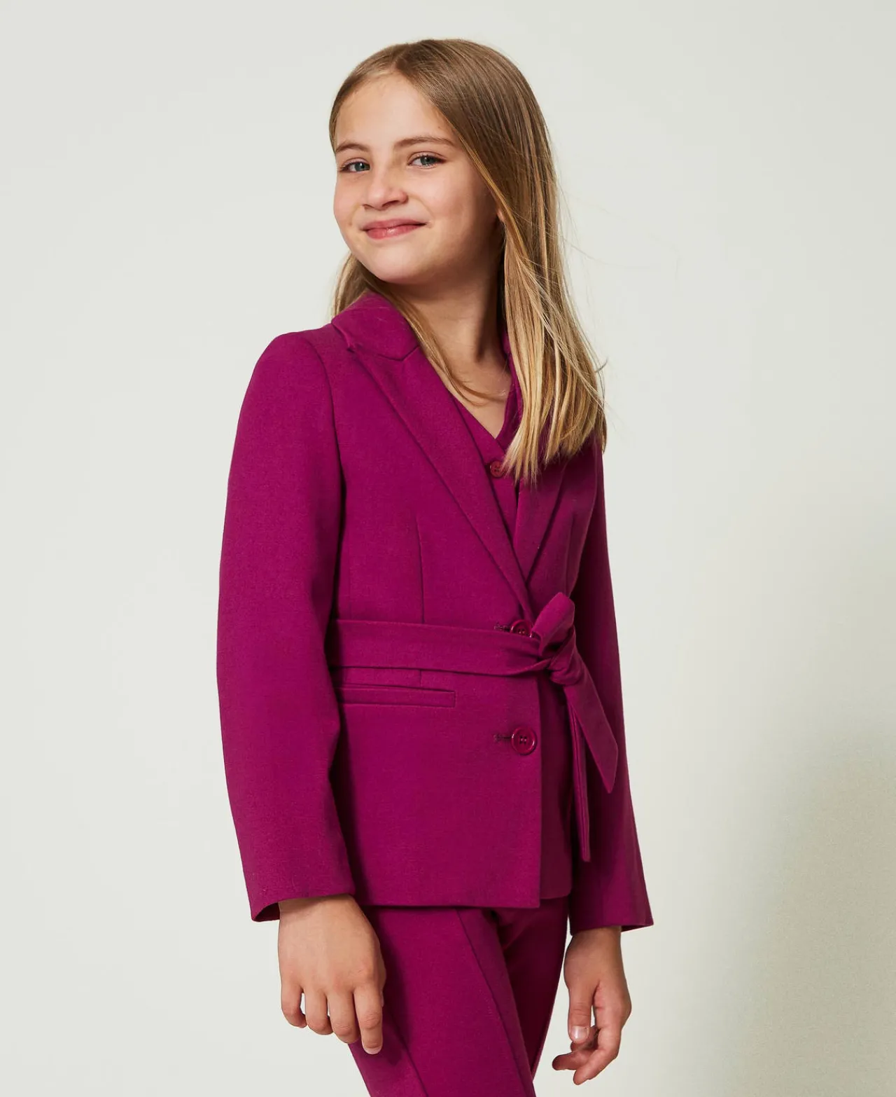 Blousons Et Manteaux*TWINSET Milano Blazer Droit Avec Ceinture Magenta Purple