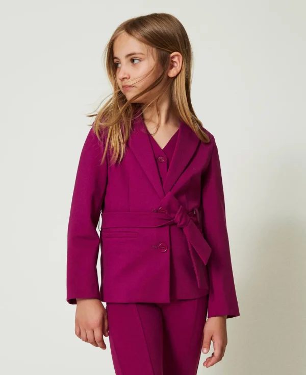 Blousons Et Manteaux*TWINSET Milano Blazer Droit Avec Ceinture Magenta Purple