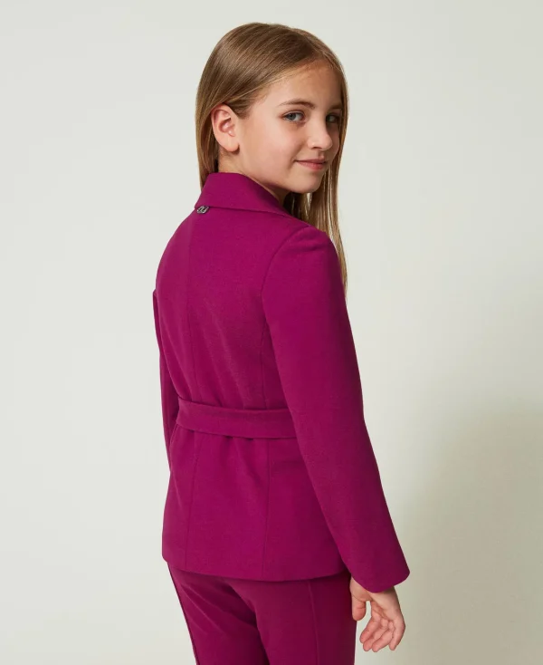 Blousons Et Manteaux*TWINSET Milano Blazer Droit Avec Ceinture Magenta Purple