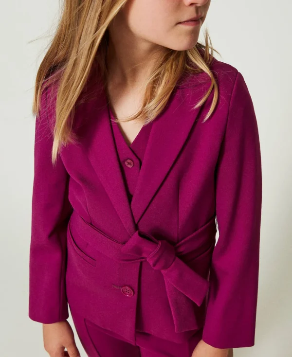 Blousons Et Manteaux*TWINSET Milano Blazer Droit Avec Ceinture Magenta Purple