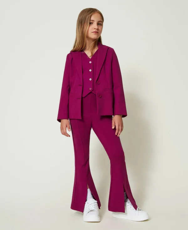 Blousons Et Manteaux*TWINSET Milano Blazer Droit Avec Ceinture Magenta Purple