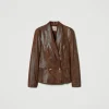 Blousons Et Doudounes | Blazers*TWINSET Milano Blazer Effet Cuir Lézard Imprimé Lézard Café/Noir