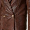 Blousons Et Doudounes | Blazers*TWINSET Milano Blazer Effet Cuir Lézard Imprimé Lézard Café/Noir
