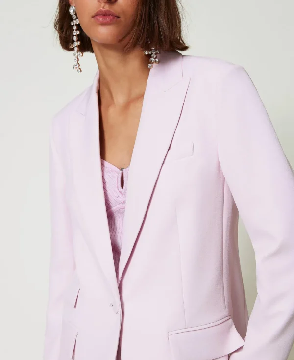 Blousons Et Doudounes | Blazers*TWINSET Milano Blazer En Crêpe Cady Rose « Pink Tulle »