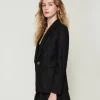 Blousons Et Doudounes | Blazers*TWINSET Milano Blazer En Dentelle Macramé Noir