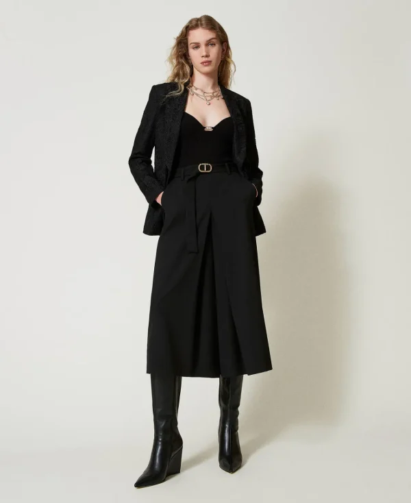 Blousons Et Doudounes | Blazers*TWINSET Milano Blazer En Dentelle Macramé Noir