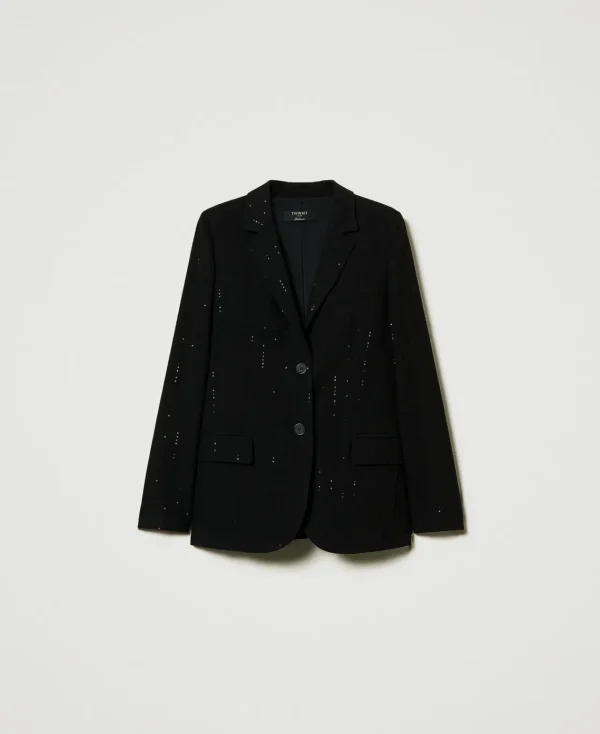 Blousons Et Doudounes | Blazers*TWINSET Milano Blazer En Drap Avec Sequins Noir