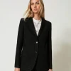 Blousons Et Doudounes | Blazers*TWINSET Milano Blazer En Drap Avec Sequins Noir