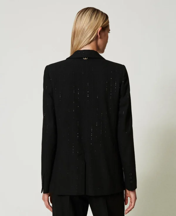 Blousons Et Doudounes | Blazers*TWINSET Milano Blazer En Drap Avec Sequins Noir