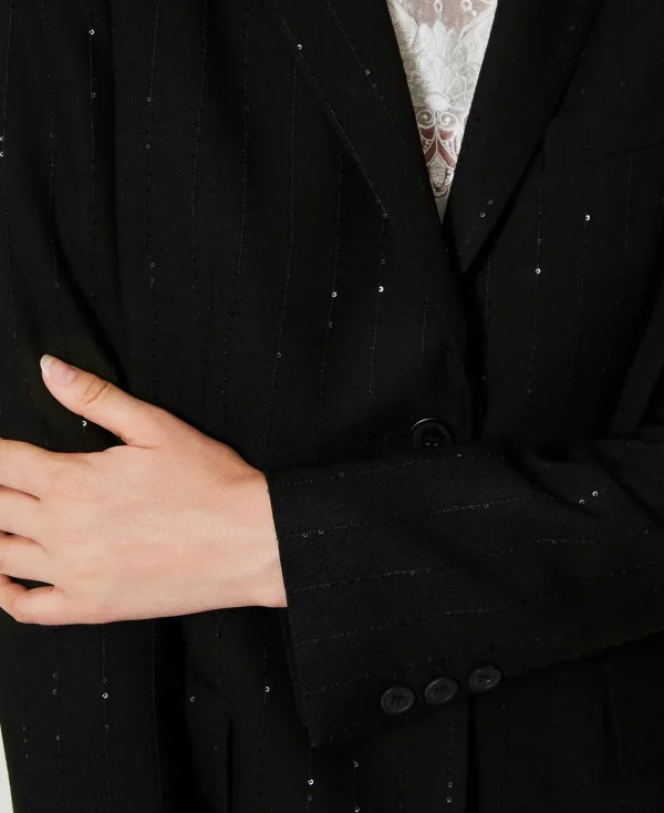 Blousons Et Doudounes | Blazers*TWINSET Milano Blazer En Drap Avec Sequins Noir