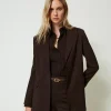 blazer_en_laine_stretch_0.webp Blousons Et Doudounes | Blazers*TWINSET Milano Blazer En Laine Stretch Coffee Chocolate