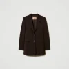 blazer_en_laine_stretch_1.webp Blousons Et Doudounes | Blazers*TWINSET Milano Blazer En Laine Stretch Coffee Chocolate