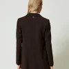 blazer_en_laine_stretch_3.webp Blousons Et Doudounes | Blazers*TWINSET Milano Blazer En Laine Stretch Coffee Chocolate