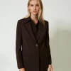 blazer_en_laine_stretch_4.webp Blousons Et Doudounes | Blazers*TWINSET Milano Blazer En Laine Stretch Coffee Chocolate