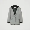 Blousons Et Doudounes | Blazers*TWINSET Milano Blazer En Pied-de-poule Avec Capuche Petit Pied-de-Poule Noir/Blanc Neige