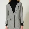 Blousons Et Doudounes | Blazers*TWINSET Milano Blazer En Pied-de-poule Avec Capuche Petit Pied-de-Poule Noir/Blanc Neige