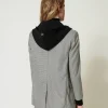 Blousons Et Doudounes | Blazers*TWINSET Milano Blazer En Pied-de-poule Avec Capuche Petit Pied-de-Poule Noir/Blanc Neige