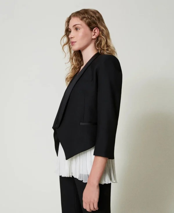 Blazers | Blousons Et Doudounes*TWINSET Milano Blazer En Sergé De Laine Mélangée Noir