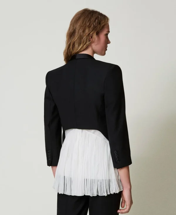 Blazers | Blousons Et Doudounes*TWINSET Milano Blazer En Sergé De Laine Mélangée Noir