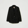 Blousons Et Doudounes | Blazers*TWINSET Milano Blazer En Tissu Bouclé Avec Motif à Carreaux Bouclé Noir/Or