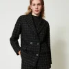 Blousons Et Doudounes | Blazers*TWINSET Milano Blazer En Tissu Bouclé Avec Motif à Carreaux Bouclé Noir/Or