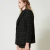 Blousons Et Doudounes | Blazers*TWINSET Milano Blazer En Tissu Bouclé Avec Motif à Carreaux Bouclé Noir/Or