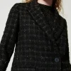 Blousons Et Doudounes | Blazers*TWINSET Milano Blazer En Tissu Bouclé Avec Motif à Carreaux Bouclé Noir/Or