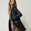 blazer_myfo_effet_cuir_2.webp Blousons Et Doudounes | Blazers*TWINSET Milano Blazer MYFO Effet Cuir Noir