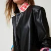 blazer_myfo_effet_cuir_5.webp Blousons Et Doudounes | Blazers*TWINSET Milano Blazer MYFO Effet Cuir Noir