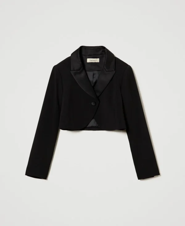 Blousons Et Manteaux*TWINSET Milano Blazer Spencer En Flanelle Noir