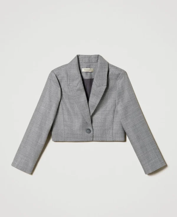 Blousons Et Manteaux*TWINSET Milano Blazer Spencer En Prince De Galles Jacquard Prince de Galles