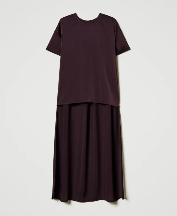 Blouses Et Chemises*TWINSET Milano Blouse Asymétrique En Satin Et Crêpe Georgette Potent Purple