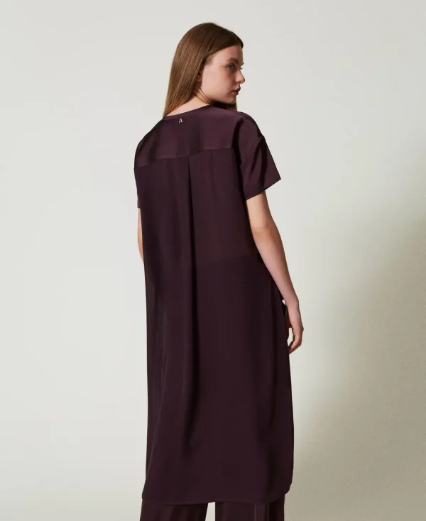 Blouses Et Chemises*TWINSET Milano Blouse Asymétrique En Satin Et Crêpe Georgette Potent Purple