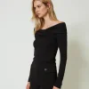 blouse_avec_col_fronc_2.webp Blouses Et Chemises*TWINSET Milano Blouse Avec Col Froncé Noir