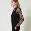 Blouses Et Chemises*TWINSET Milano Blouse Cropped En Dentelle Avec Top Noir