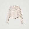 Blouses Et Chemises*TWINSET Milano Blouse Cropped En Dentelle Macramé Blanc « Old White »