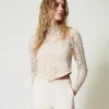 Blouses Et Chemises*TWINSET Milano Blouse Cropped En Dentelle Macramé Blanc « Old White »