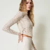 Blouses Et Chemises*TWINSET Milano Blouse Cropped En Dentelle Macramé Blanc « Old White »