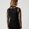 blouse_cropped_en_dentell_3.webp Blouses Et Chemises*TWINSET Milano Blouse Cropped En Dentelle Avec Top Noir