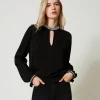 Blouses Et Chemises*TWINSET Milano Blouse En Crêpe Avec Broderies Noir