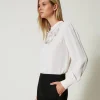 Blouses Et Chemises*TWINSET Milano Blouse En Crêpe Avec Broderie Florale Blanc « White Cream »