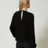 blouse_en_crpe_avec_brode_3-1.webp Blouses Et Chemises*TWINSET Milano Blouse En Crêpe Avec Broderies Noir