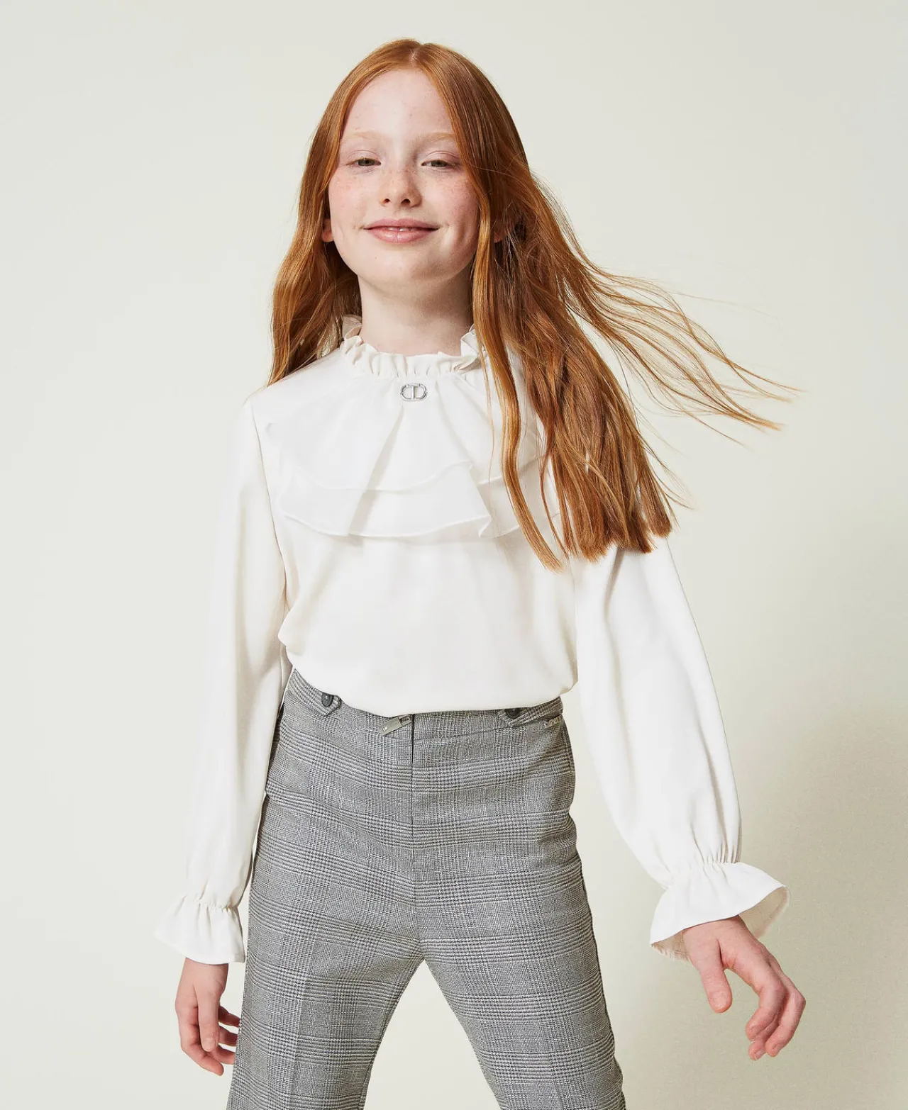 Blouses Et Chemises*TWINSET Milano Blouse En Crêpe De Chine Avec Jabot Off White