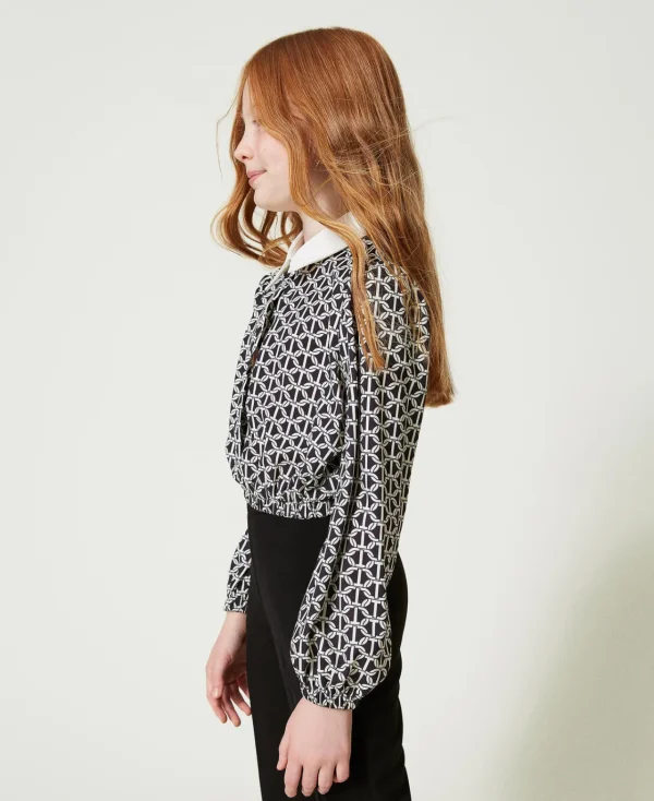 Blouses Et Chemises*TWINSET Milano Blouse En Crêpe De Chine Avec Imprimé Imprimé Oval T Chaîne