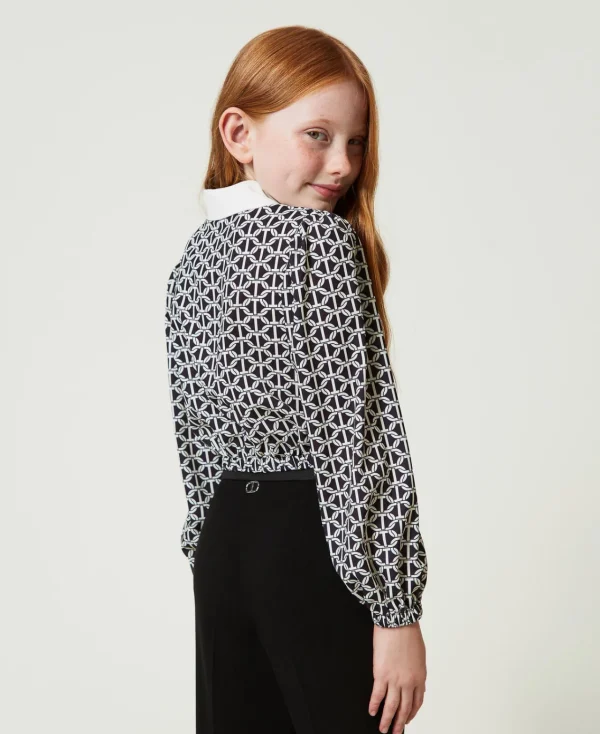 Blouses Et Chemises*TWINSET Milano Blouse En Crêpe De Chine Avec Imprimé Imprimé Oval T Chaîne