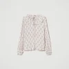 Blouses Et Chemises*TWINSET Milano Blouse En Crépon Avec Imprimé Nœuds Imprimé Nœuds Blanc « White Cream »/Noir